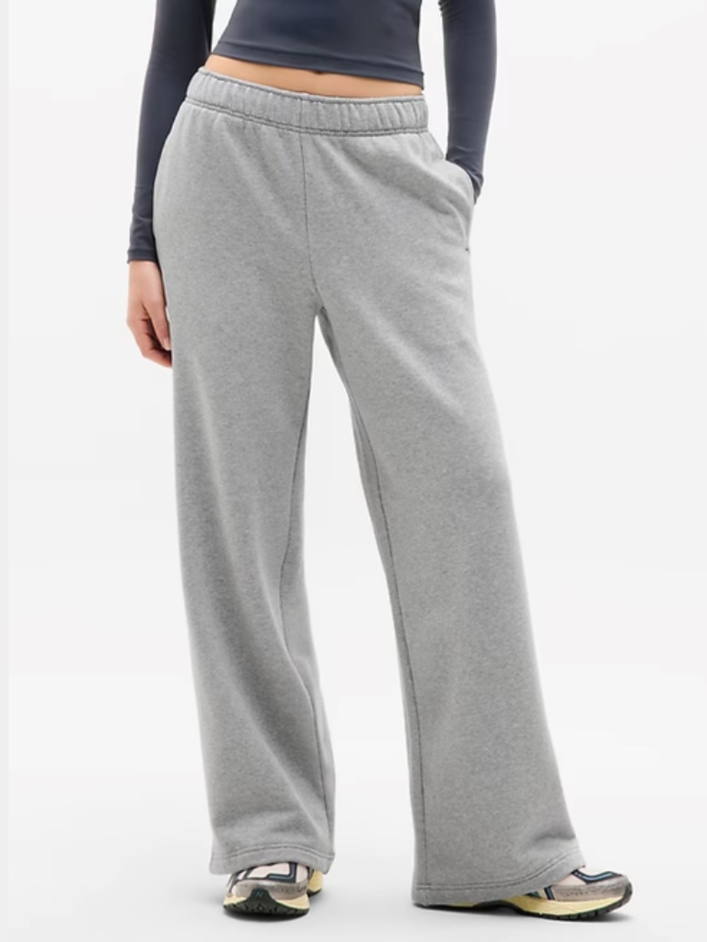 Athleta Forever Fleece Wide Leg Pant - Grey Heather - Size XXS - NWT